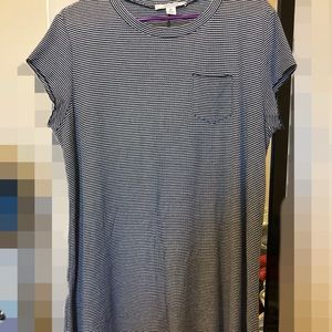 Casual white and black dress.